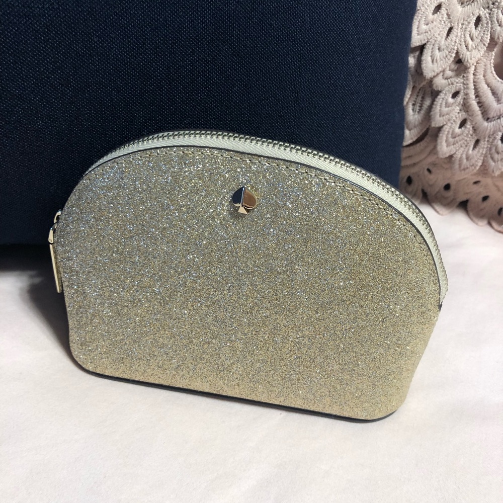NWT Kate Spade Gold Sparkle Zippered Pouch - Picture 6 of 8